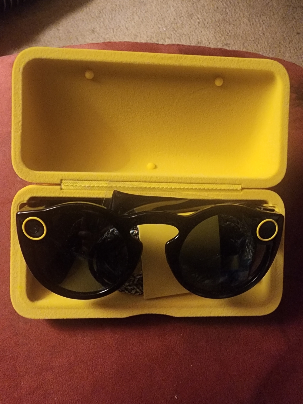 Snap Black Sunglasses with Yellow Accents and Case